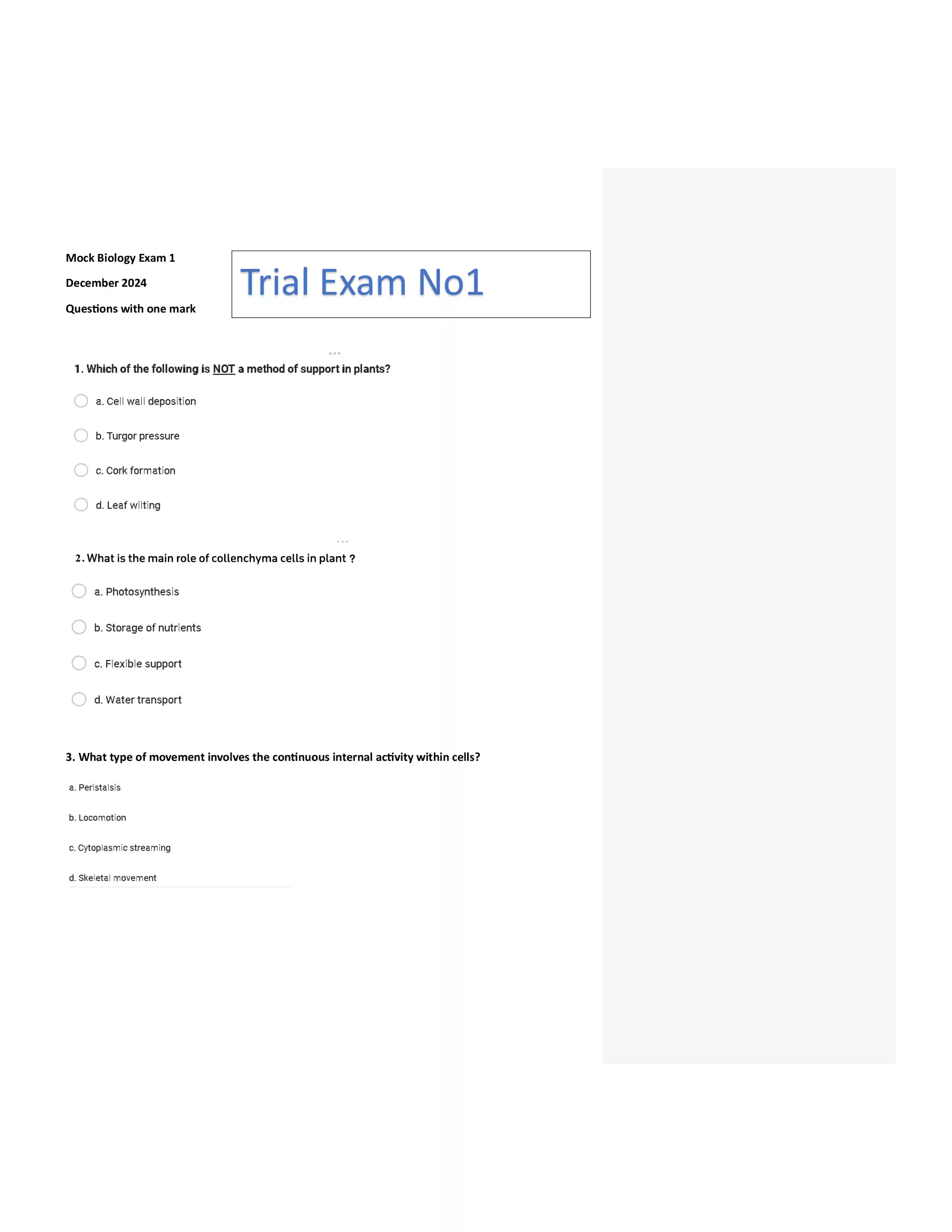 نموذج الامتحان الاسترشادي الأول في الأحياء لغات Biology للصف الثالث الثانوي 2025 بصيغة PDF