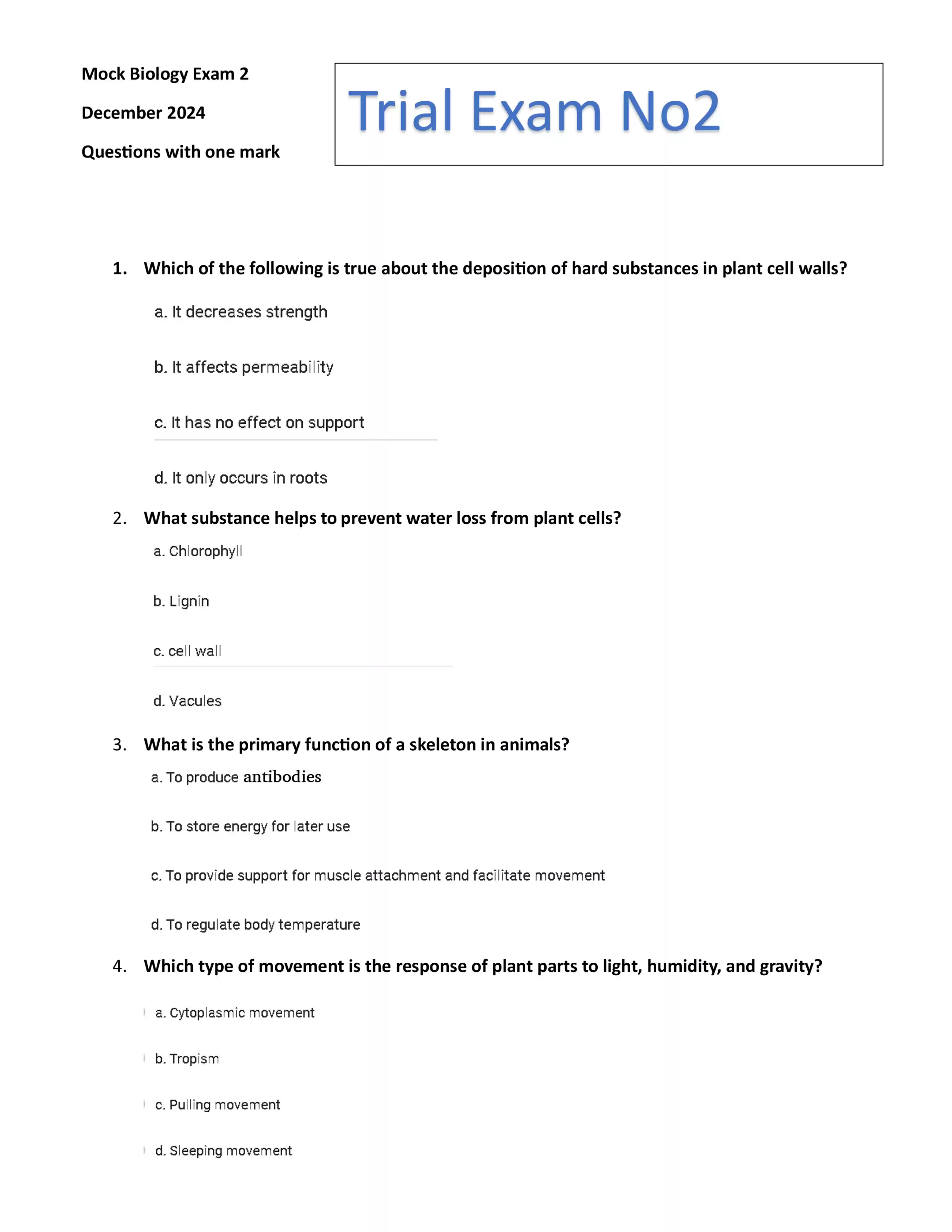 نموذج الامتحان الاسترشادي الثاني في الأحياء لغات Biology للصف الثالث الثانوي 2025 بصيغة PDF