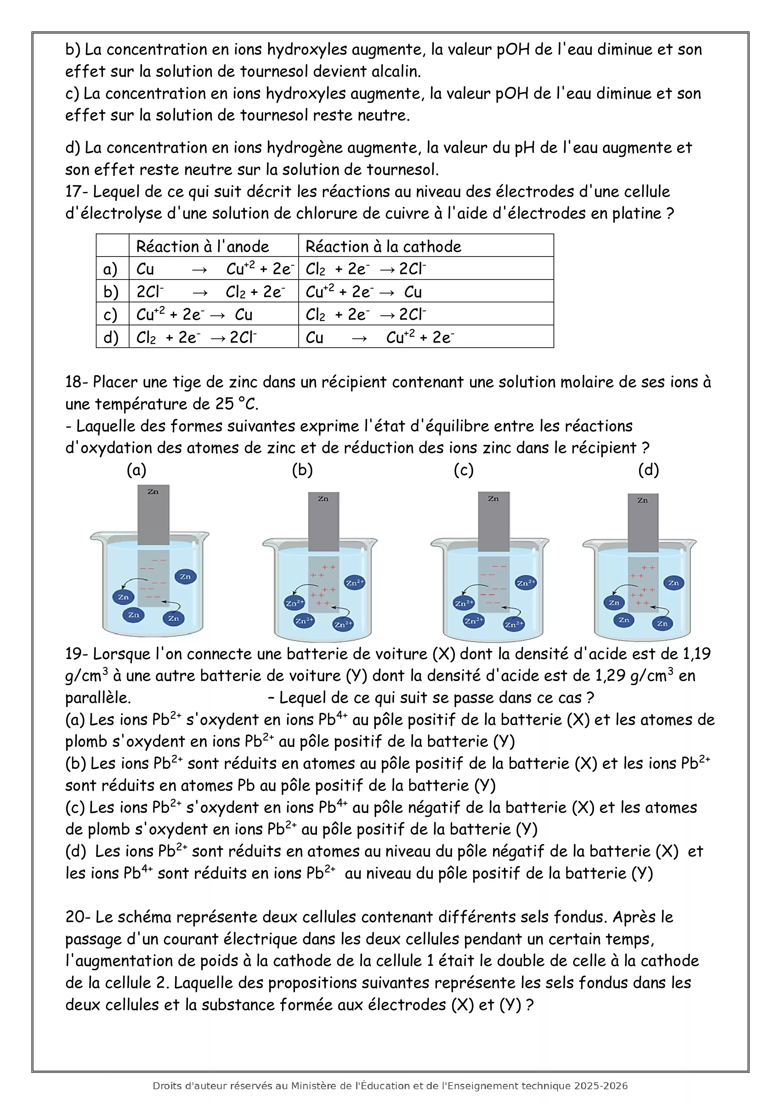 صفحة 4 من نموذج امتحان الوزارة الاسترشادي السابع في الكيمياء باللغة الفرنسية la chimie للثانوية العامة 2026