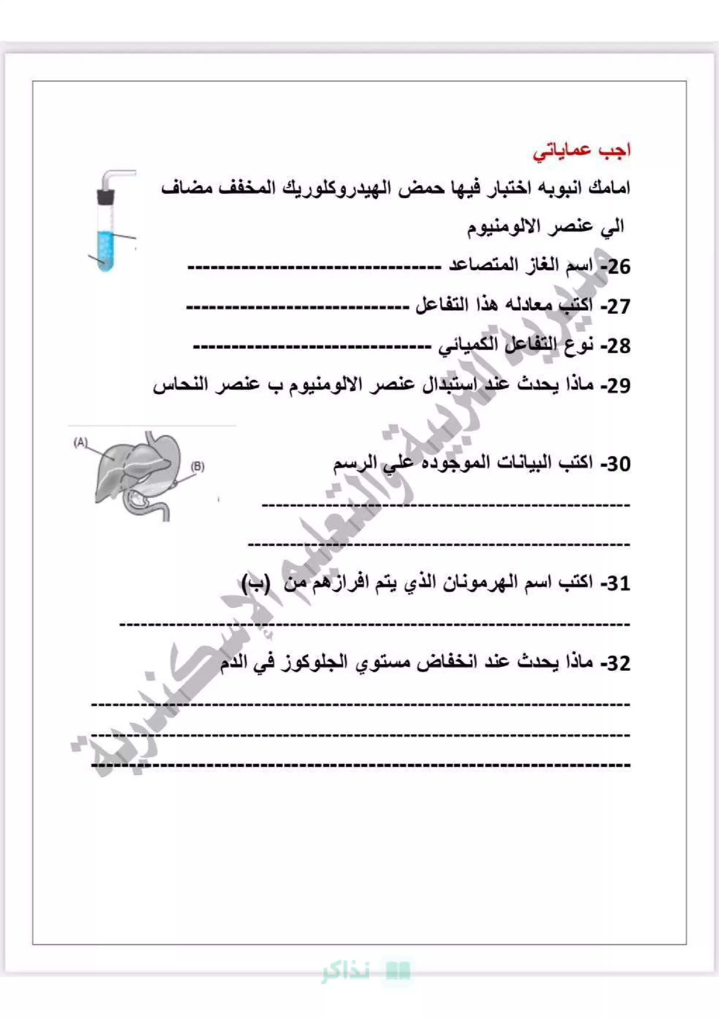 صفحة 6 من نموذج امتحان علوم استرشادي للصف الثالث الإعدادي الترم الثاني 2026 محافظة الإسكندرية PDF