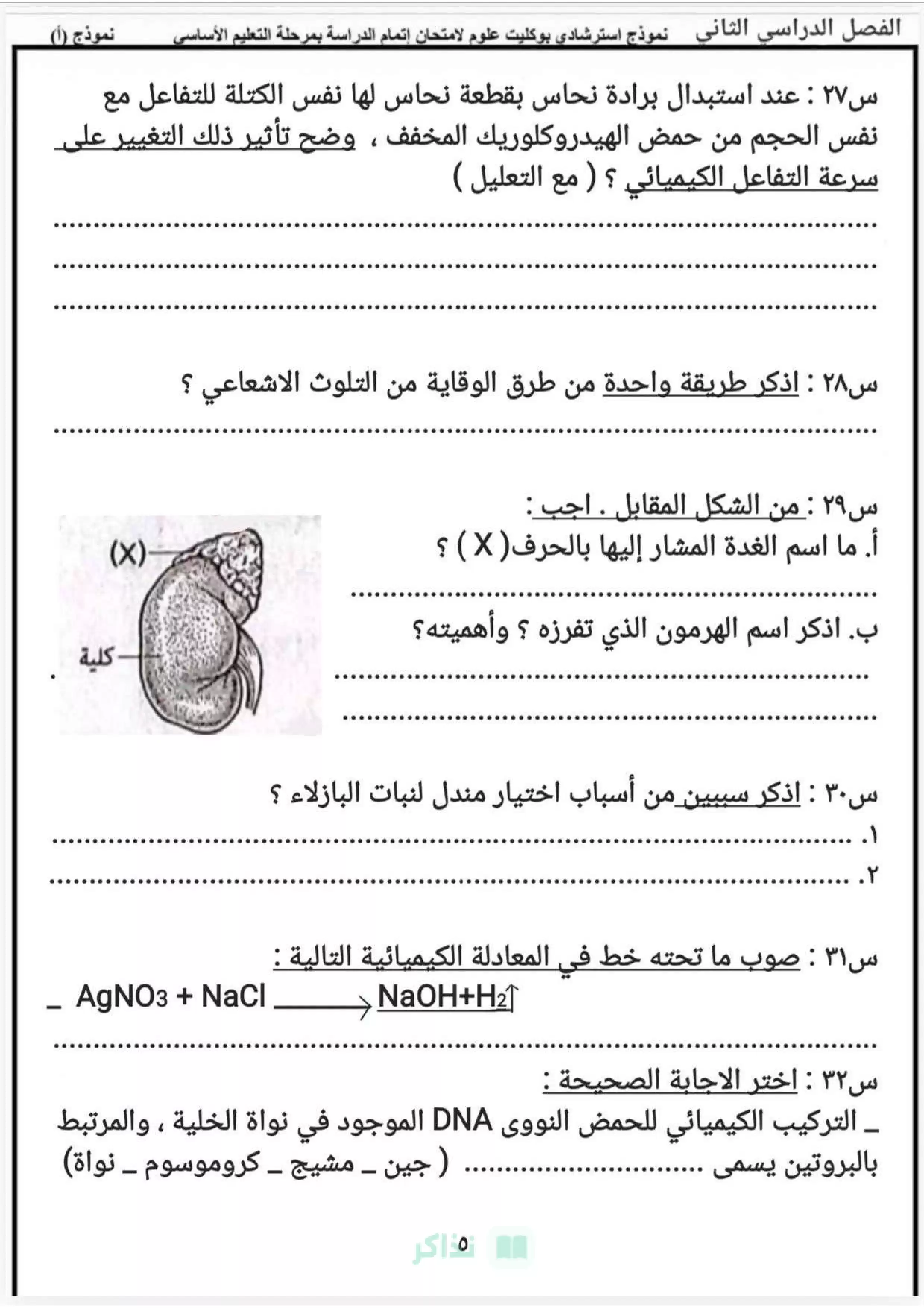 صفحة 6 من تحميل نموذج العلوم الاسترشادي بنظام البوكليت للشهادة الإعدادية بالسويس الترم الثاني 2026 PDF