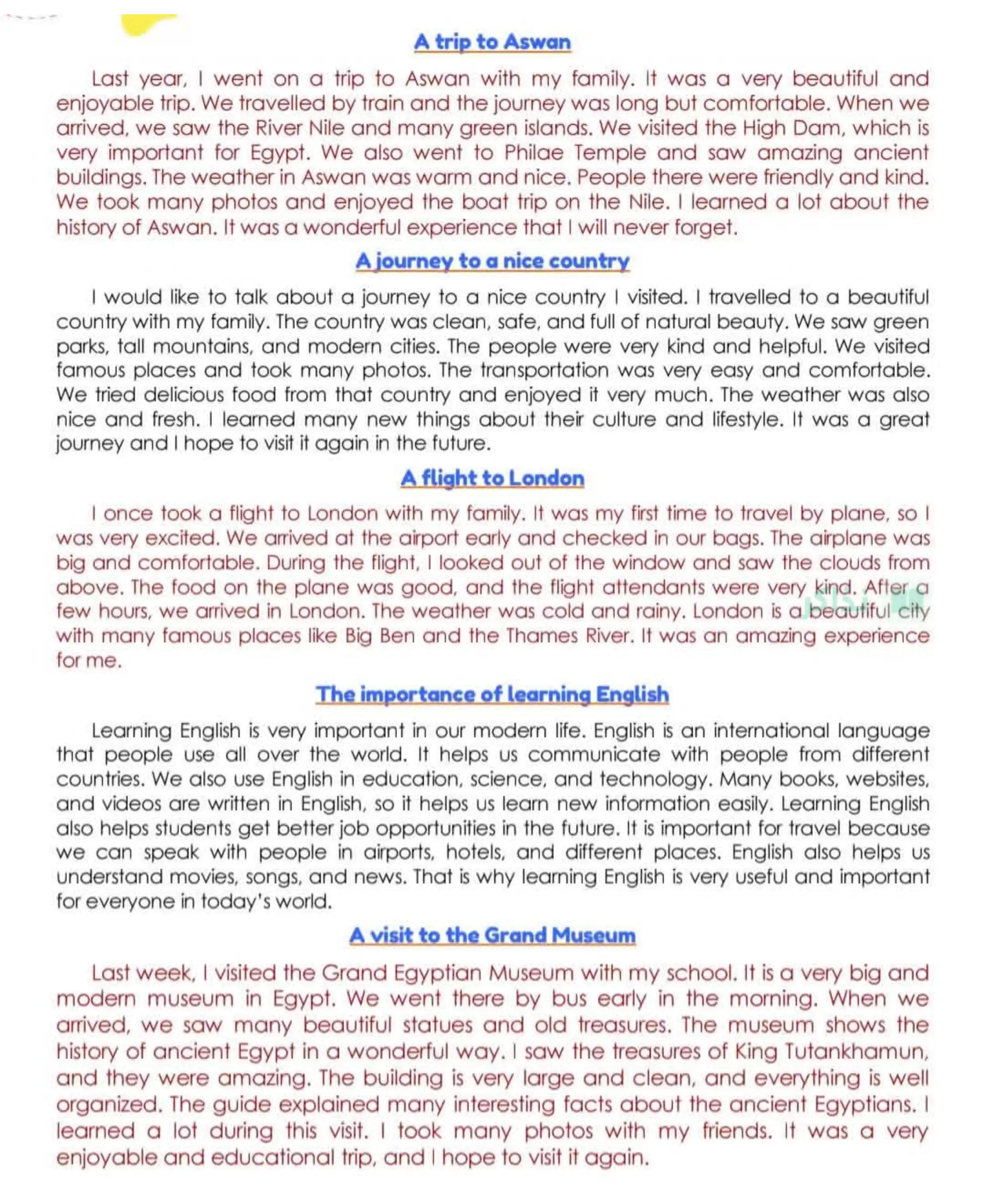 صفحة 5 من أهم براجرافات الإنجليزي للصف الثالث الإعدادي الترم الثاني 2026 PDF للمراجعة النهائية