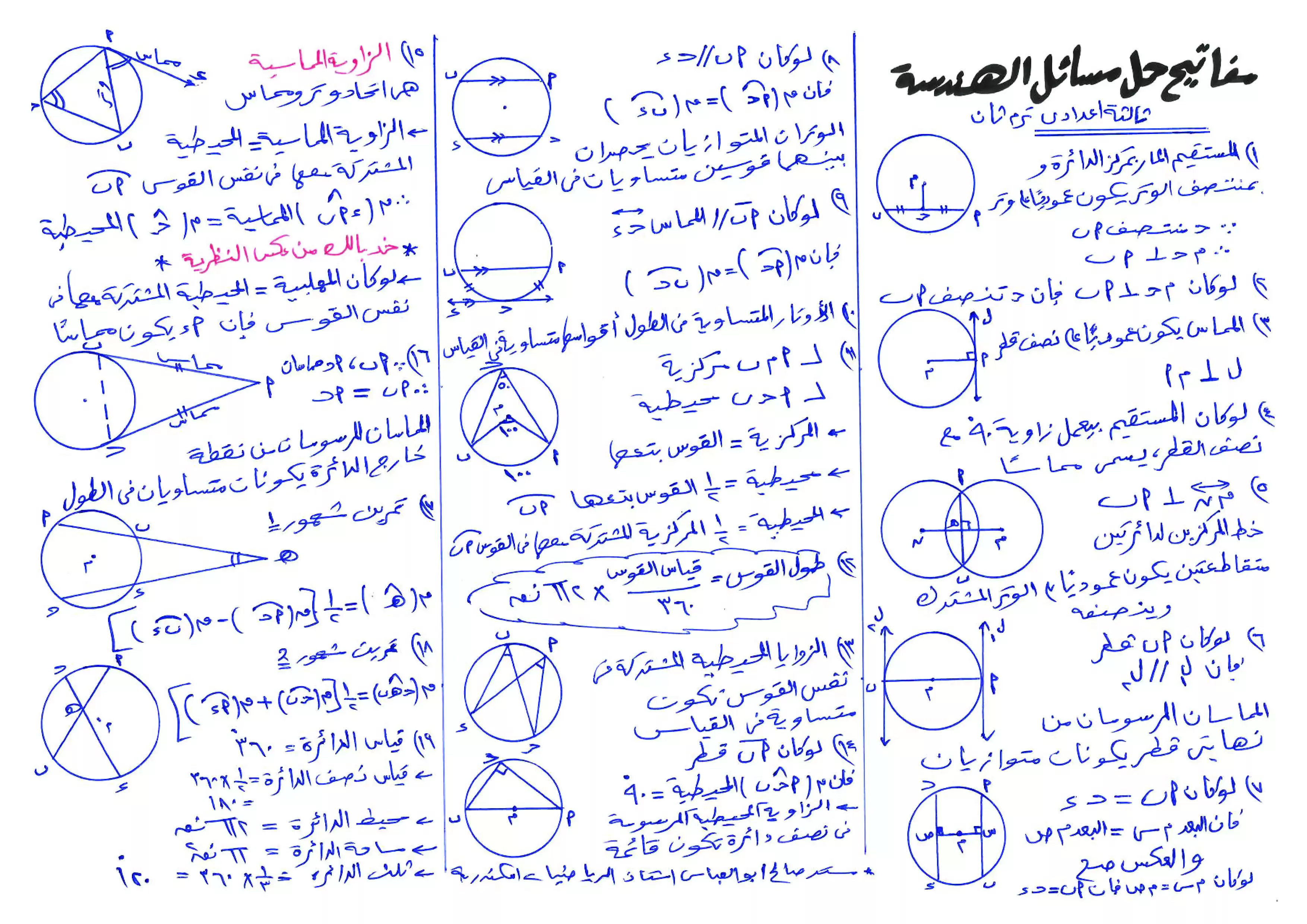 صفحة 2 من الزتونة في الهندسة للصف الثالث الإعدادي الترم الثاني 2026 PDF مستر صالح أبو العباس