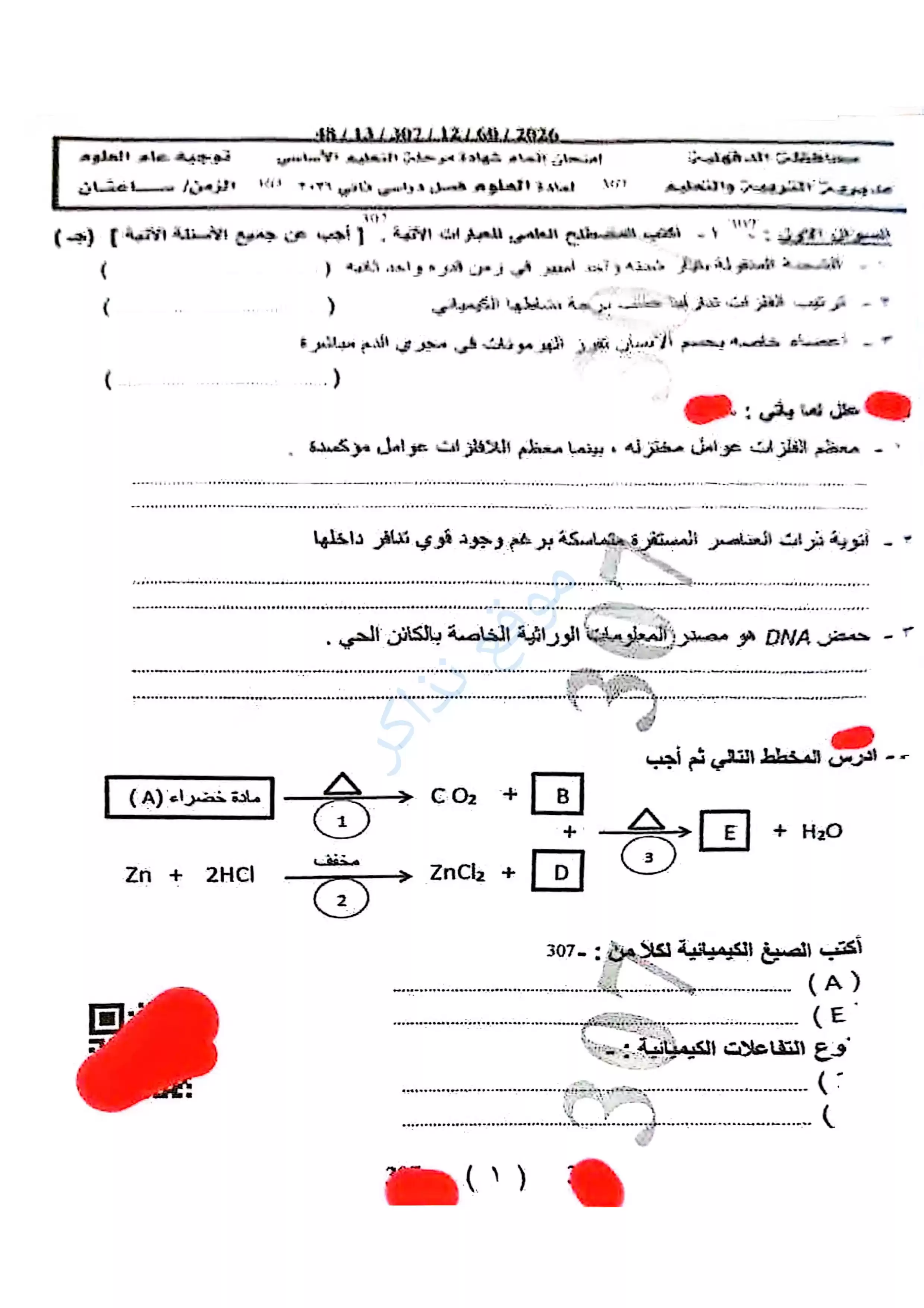 امتحان العلوم محافظة الدقهلية للشهادة الإعدادية الترم الثاني 2026 PDF مع نموذج إجابة مقترح