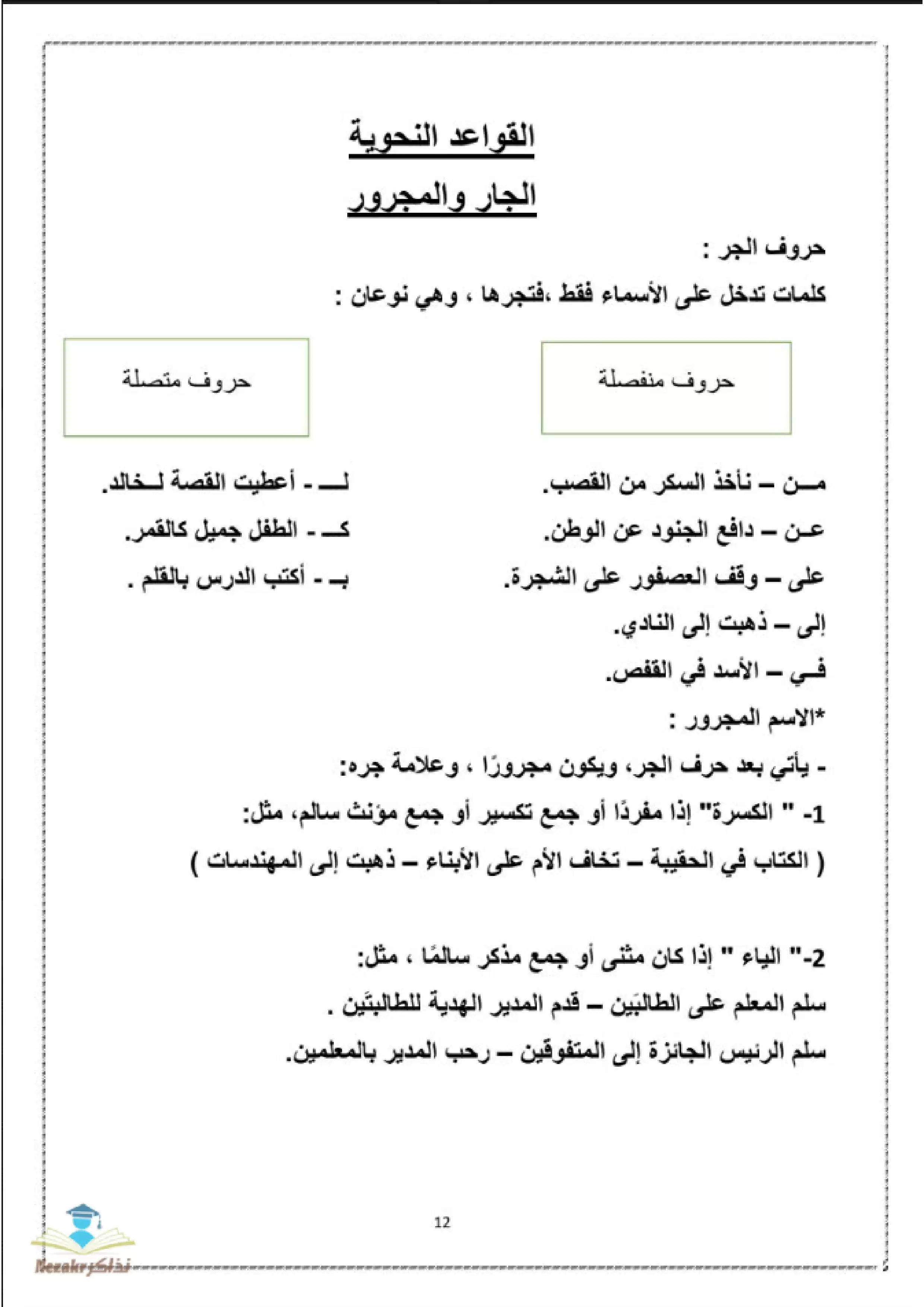 تحميل مراجعة علي القواعد النحوية للصف الخامس الابتدائي الترم الثاني شاملة شرح وتدريبات