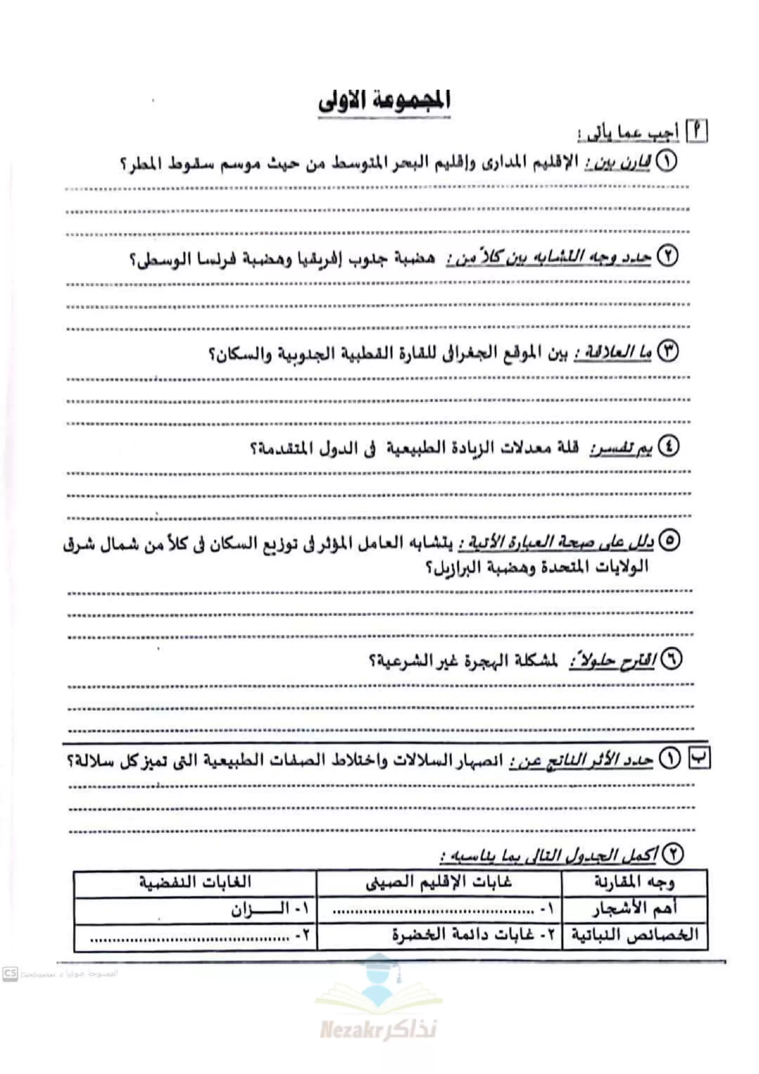 امتحان الدراسات الاجتماعيه للصف الثالث الإعدادي بمحافظة بورسعيد الفصل الدراسي الأول 2025