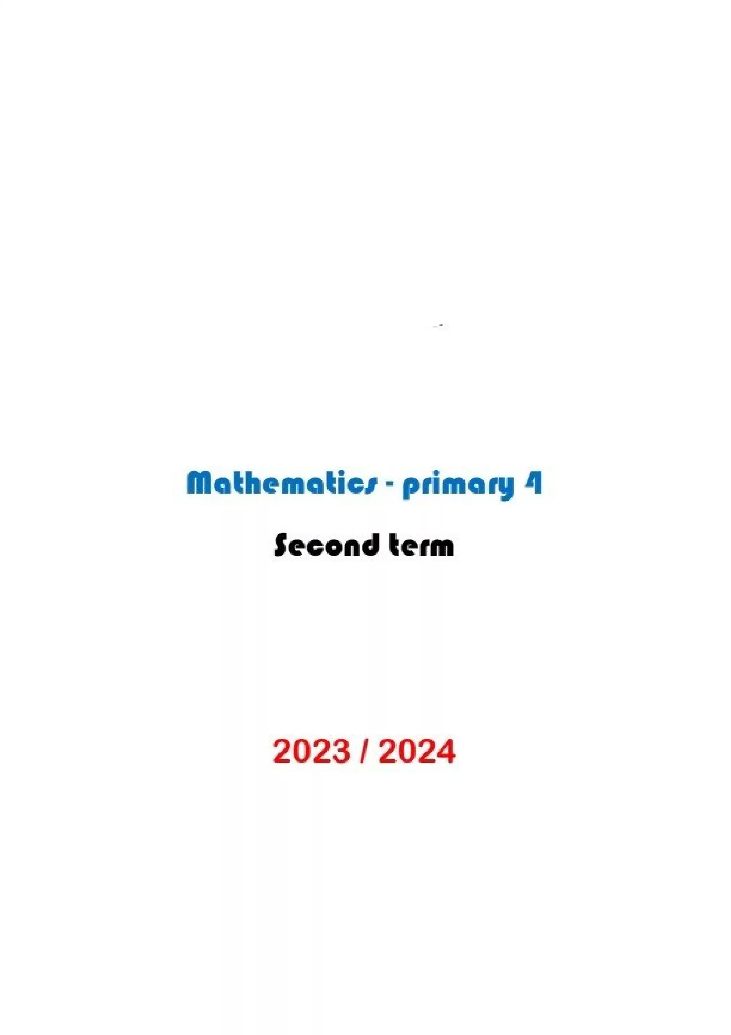 تحميل مذكرة Math للصف الرابع الابتدائي الفصل الدراسي الثاني بصيغة PDF